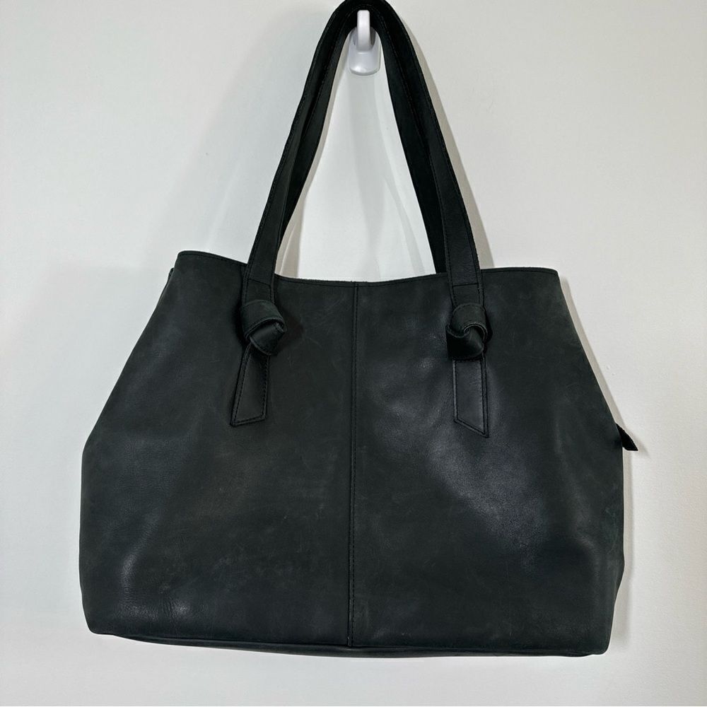 ABLE Dark Leather Shoulder Bag Tote Crossbody Purse Knotted